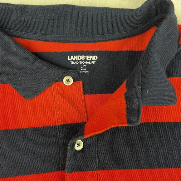 Lands' End Men's LT Polo – Traditional Fit Polo Golf Casual Stripes Outdoors - Picture 2 of 11